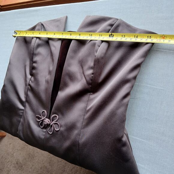 De Laru by Sheila Yen VTG Y2K Strapless Maxi Prom Gown 11/12 dk brown satin vlvt - Picture 9 of 15